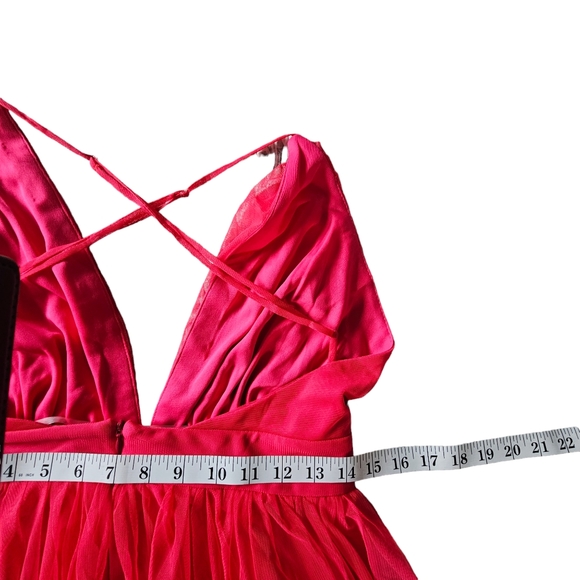 Rubber Ducky Tulle Deep V Maxi Length Party, Wedding, Prom Dress Size M - Picture 7 of 10